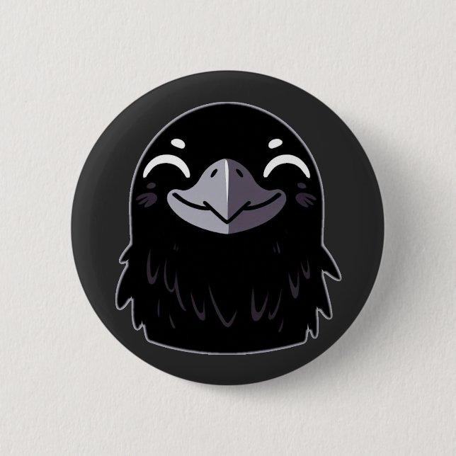 Chapa Redonda De 5 Cm Personalizado Raven - Sonriente (Anverso)