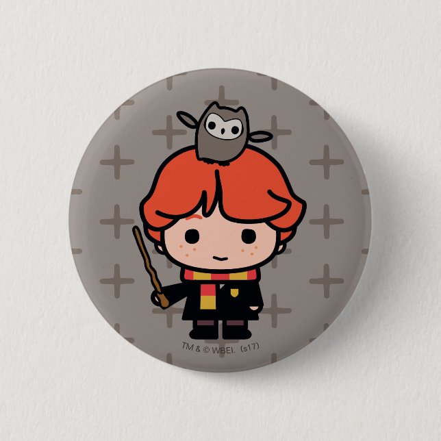 Chapa Redonda De 5 Cm Personalizado Ron Weasley y Pigwidgeon (Anverso)