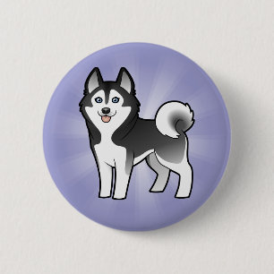 Chapa Redonda De 5 Cm Personalizado Siberian Husky / Alaskan Malamute