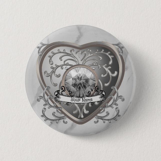 Chapa Redonda De 5 Cm Personalizado Silver Jewel Fairy Heart (Anverso)