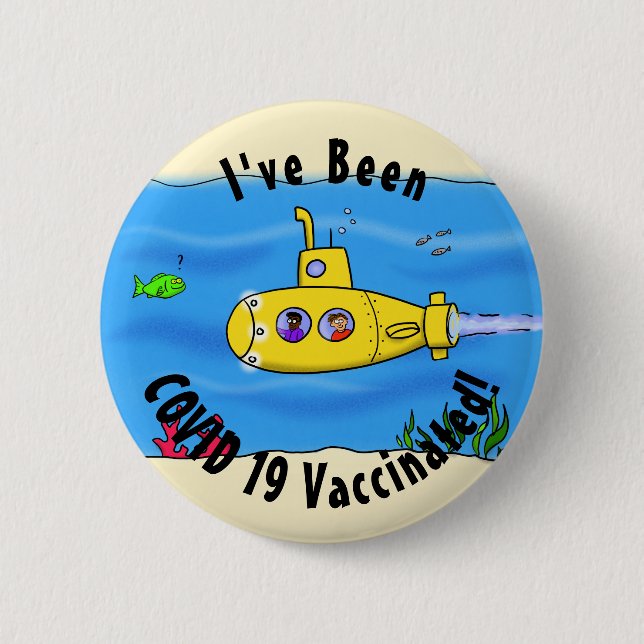Chapa Redonda De 5 Cm Personalizado submarino feliz (Anverso)