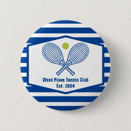 Chapa Redonda De 5 Cm Personalizado Tennis Country Club Blue Striping
