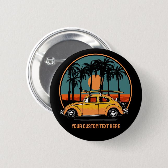 Chapa Redonda De 5 Cm Personalizado Texto Atardecer tropical (Anverso y reverso)