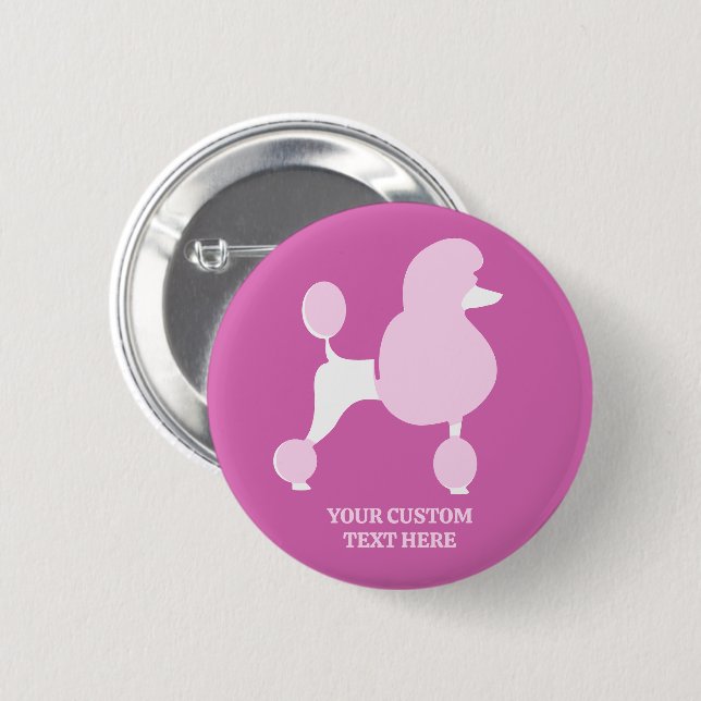 Chapa Redonda De 5 Cm Personalizado Texto Pink Poodle (Anverso y reverso)