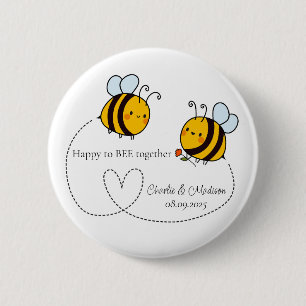 Chapa Redonda De 5 Cm Personalizado Textos Feliz Abejas de Amor