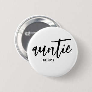 Chapa Redonda De 5 Cm Personalizado Tía Est. Tipografía moderna del guió