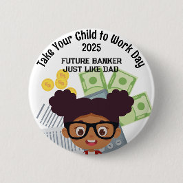 Chapa Redonda De 5 Cm Personalizado un Chica bancario lleva a su hijo al