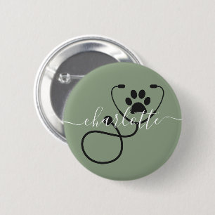Chapa Redonda De 5 Cm Personalizado Veterinaria Veterinaria Asistente de