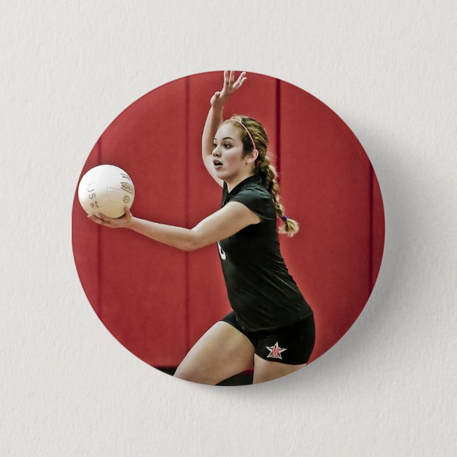 Chapa Redonda De 5 Cm Personalizado Volleyball Photo Sport (Anverso)