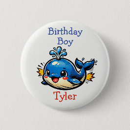 Chapa Redonda De 5 Cm Personalized Birthday Boy Pop Art Whale