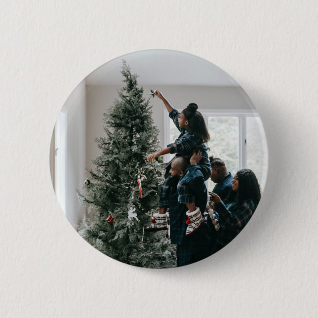 Chapa Redonda De 5 Cm Personalized Family Christmas Photo  (Anverso)