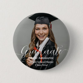 Chapa Redonda De 5 Cm Personalized Graduate Photo Elegant Graduation 