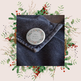 Chapa Redonda De 5 Cm Personalized Merry Christmas Wreath