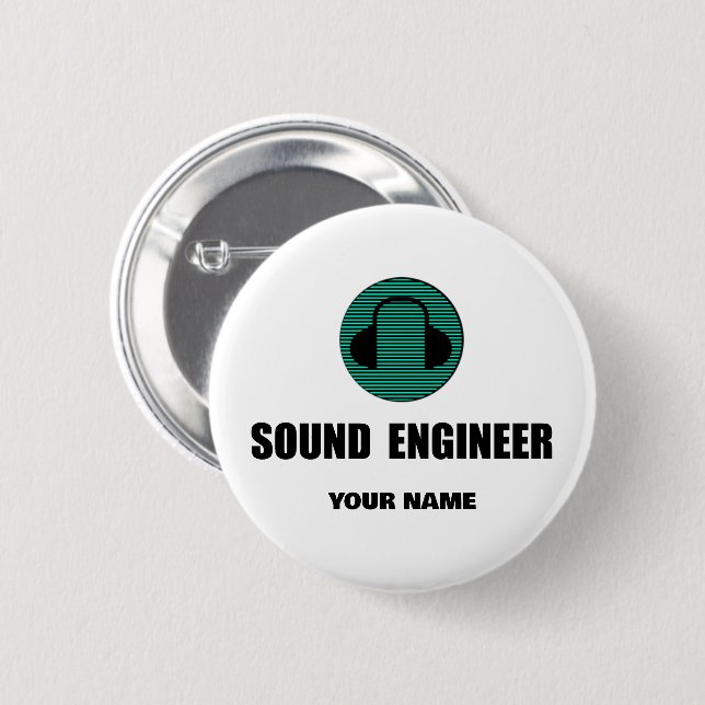 Chapa Redonda De 5 Cm Personalized Sound Engineer Audio Engineering (Anverso y reverso)