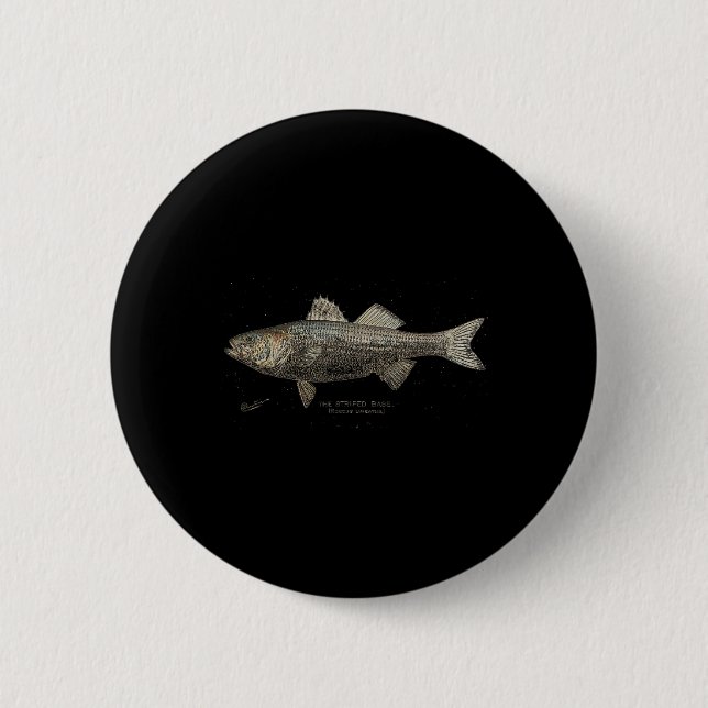 Chapa Redonda De 5 Cm Pesca de lubina rayada (Anverso)