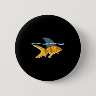 Chapa Redonda De 5 Cm Pesca de oro con camiseta Wi-Fi divertida Fin Shar