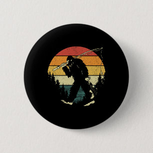 Chapa Redonda De 5 Cm Pesca de pie grande Funny Sasquatch Pescado Sunset