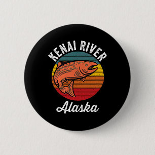 Chapa Redonda De 5 Cm Pesca de salmón en el río Kenai Alaska