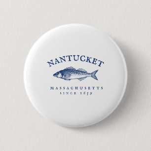Chapa Redonda De 5 Cm Pesca Retro Nantucket Machusetts