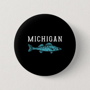 Chapa Redonda De 5 Cm Pescador de lucioperca de Michigan pescador de luc