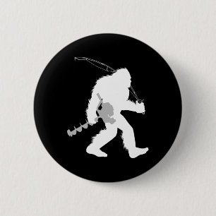 Chapa Redonda De 5 Cm Pescador Yeti Pescador De Hielo De Pie Grande Con 