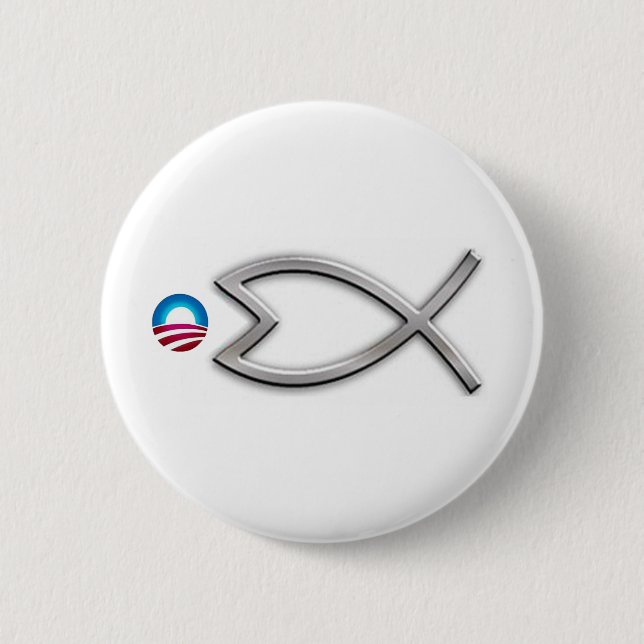 Chapa Redonda De 5 Cm Pescados de Obama (Anverso)