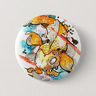 Chapa Redonda De 5 Cm Pescados japoneses del koi, arte de la acuarela,
