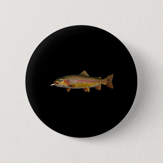 Chapa Redonda De 5 Cm Pescar Trucha Pescadores Divertidos Fumar Pescado (Anverso)
