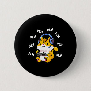 Chapa Redonda De 5 Cm Pew Pew Gamer videojuego gatos Gaming Kitty Lov