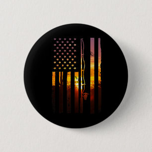 Chapa Redonda De 5 Cm Pez de la bandera americana Fisher pescador divert