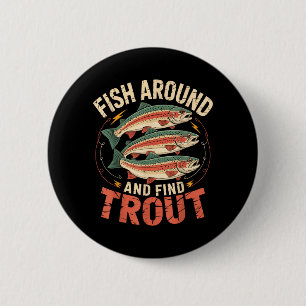 Chapa Redonda De 5 Cm Pez Divertido Alrededor y Encuentra Pesca de Truch
