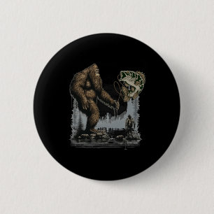 Chapa Redonda De 5 Cm Pez divertido Bigfoot Sasquatch pescar