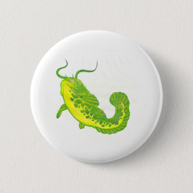 Chapa Redonda De 5 Cm Pez Gato Afortunado (Anverso)