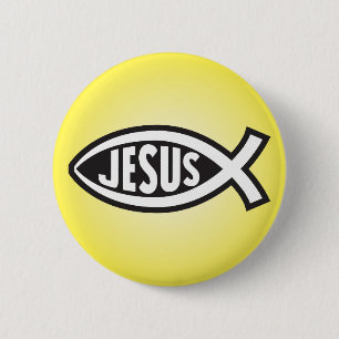 Chapa Redonda De 5 Cm Pez Jesús Símbolo Secreto Ichthys ΙΧΘΥΣ Hijo de Di