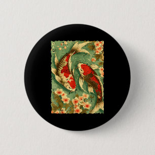 Chapa Redonda De 5 Cm Pez Koi Japonés Flores de Cerezo Sakura Arte Hombr