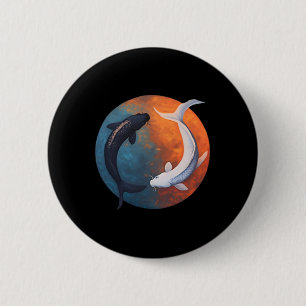 Chapa Redonda De 5 Cm Pez Koi Japonés Yin Y Yang Hombres Mujeres Pescado