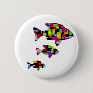 Chapa Redonda De 5 Cm pez mosaico