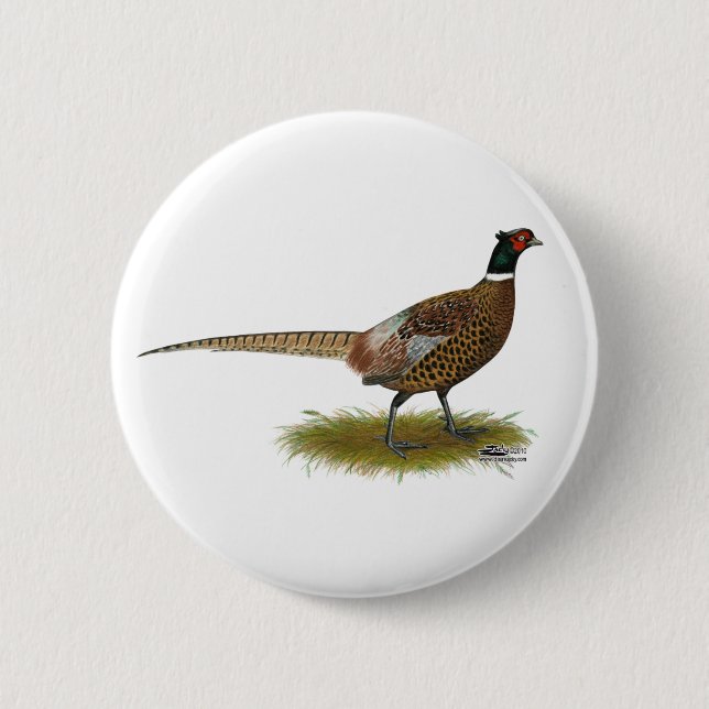 Chapa Redonda De 5 Cm Pheasant Rooster (Anverso)