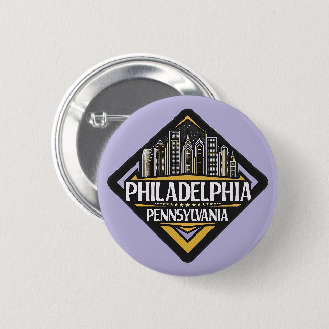 Chapa Redonda De 5 Cm Philadelphia Pennsylvania (Anverso y reverso)