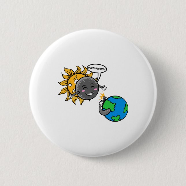 Chapa Redonda De 5 Cm ¡Photobomb! Eclipse solar total de 2024 (Anverso)