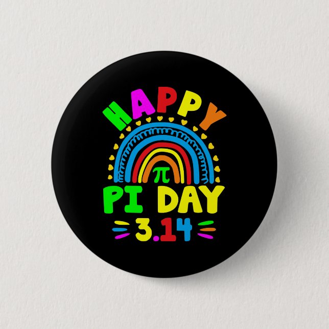 Chapa Redonda De 5 Cm Pi Day 2025 Pi Day Rainbow (Anverso)
