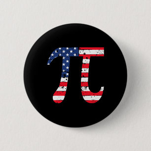Chapa Redonda De 5 Cm Pi Day Bandera Estadounidense Math Patriótica Nerd