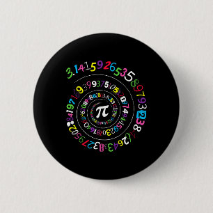 Chapa Redonda De 5 Cm Pi Day Espiral Números de color 3.14 Feliz Día Pi 