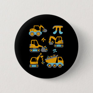 Chapa Redonda De 5 Cm Pi Funny Pi Day 3.14 Camiones De Construcción Todd