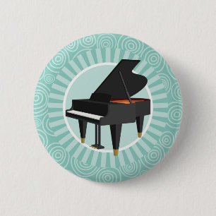 Chapa Redonda De 5 Cm Piano Fun Turquoise Swirl Music