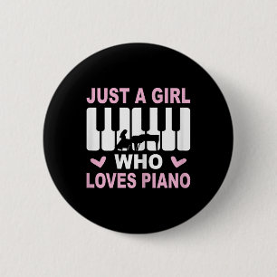 Chapa Redonda De 5 Cm Piano jugador Chica pianista mujer