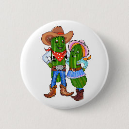 Chapa Redonda De 5 Cm Pickle Cowboy, Gherkin Cowgirl, Pepino Dill Oeste