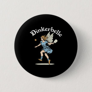 Chapa Redonda De 5 Cm Pickleball hada vintage divertida dinkerbelle muje