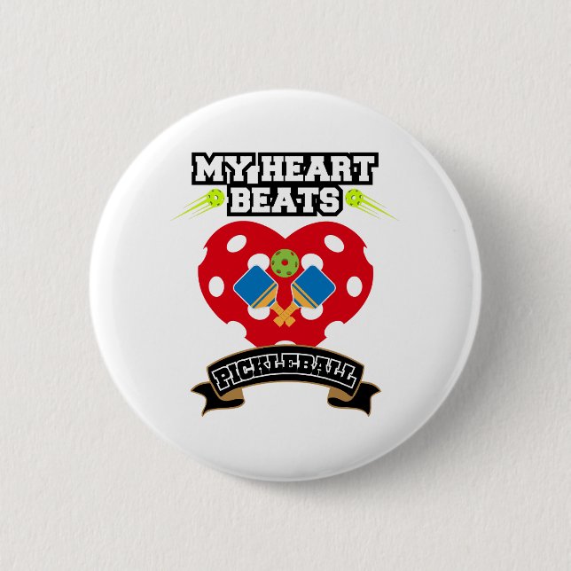 Chapa Redonda De 5 Cm Pickleball Heart Paddle Ball Passion Sport Love (Anverso)