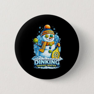 Chapa Redonda De 5 Cm Pickleball invierno muñeco de nieve dinking a trav